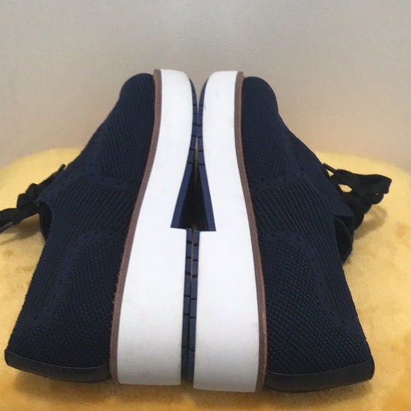 EUC. ZARA Fabric Platform Lace up Sneakers Navy Blue - Picture 13 of 15